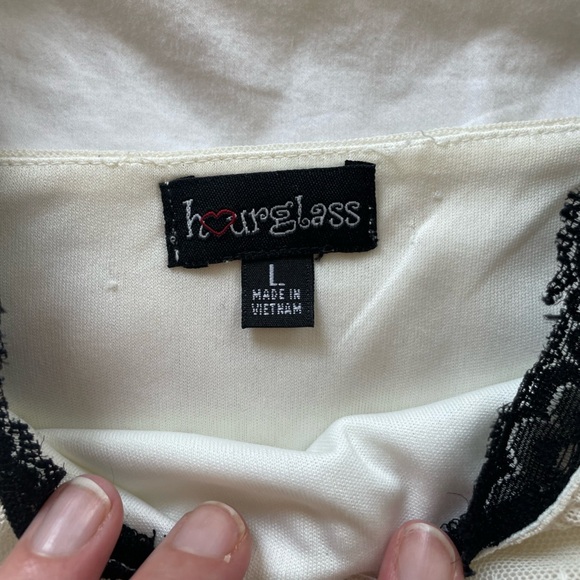 Vintage empire waist sheer cap sleeve cream & black lace Victorian Y2K dress | L - Picture 14 of 16